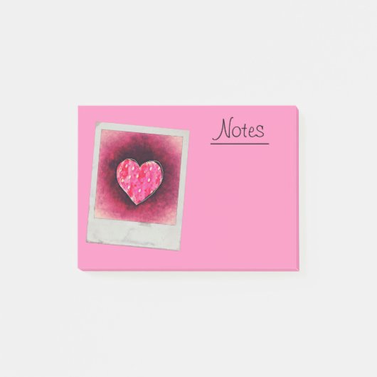 Post-it® Une mignonne main tiré coeur rose sur une texture (Devant)