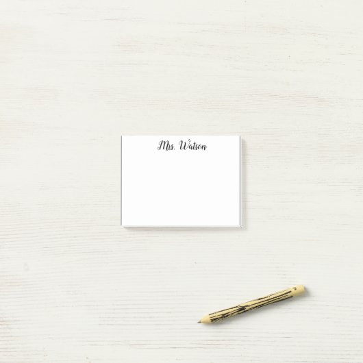 Post-it® une note d'ajouter nom de professeur simple bordur (Sur un bureau)