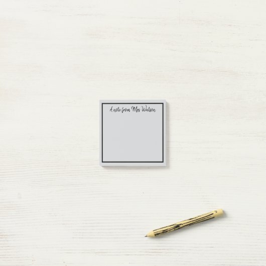 Post-it® une note d'ajouter nom de professeur simple bordur (Sur un bureau)
