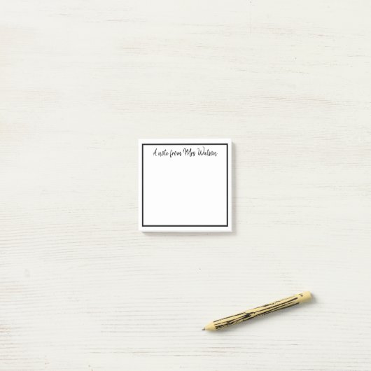 Post-it® une note d'ajouter nom de professeur simple bordur (Sur un bureau)