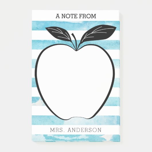 Post-it® Une Note De L'Enseignant Apple & Watercolor Stripe (Devant)