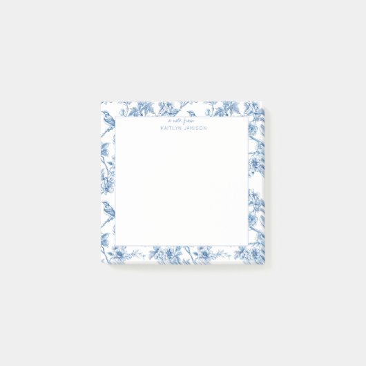 Post-it® Une note de | Note florale de chinoiserie bleue (Devant)