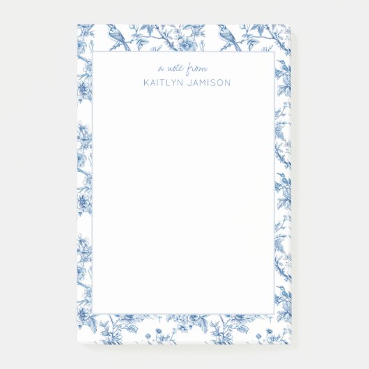 Post-it® Une note de | Note florale de chinoiserie bleue (Devant)