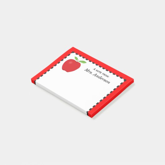 Post-it® Une note de professeur avec Apple rouge (Incliné)