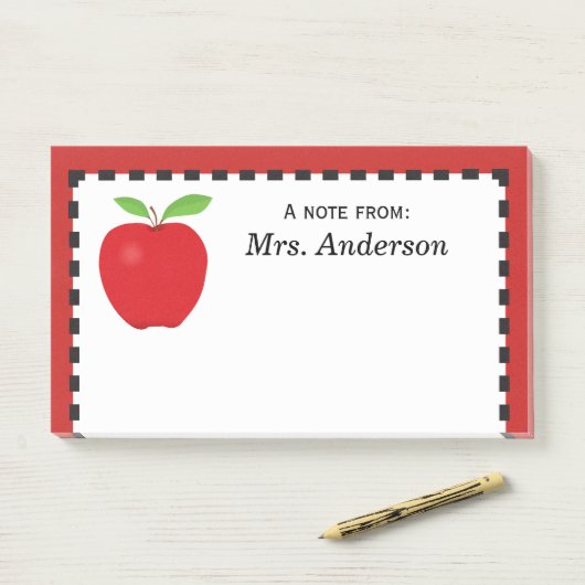 Post-it® Une note de professeur avec Apple rouge (Sur un bureau)