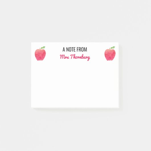Post-it® Une note des pommes rouges de professeur mignonnes (Devant)