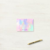 Post-it® Unicorn arc-en-ciel rose parties scintillant rose  (Sur un bureau)