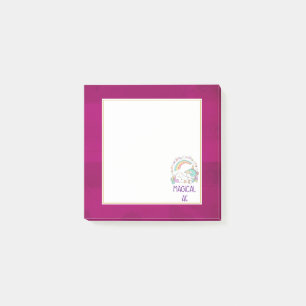 Post-it® Unicorn humoristique magique AF sur Motif rouge pi