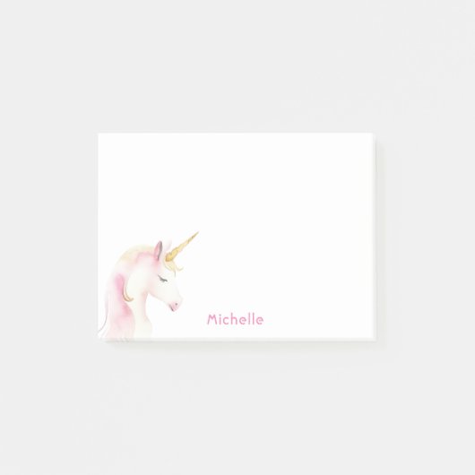 Post-it® Unicorn rose blanc nom fille (Devant)