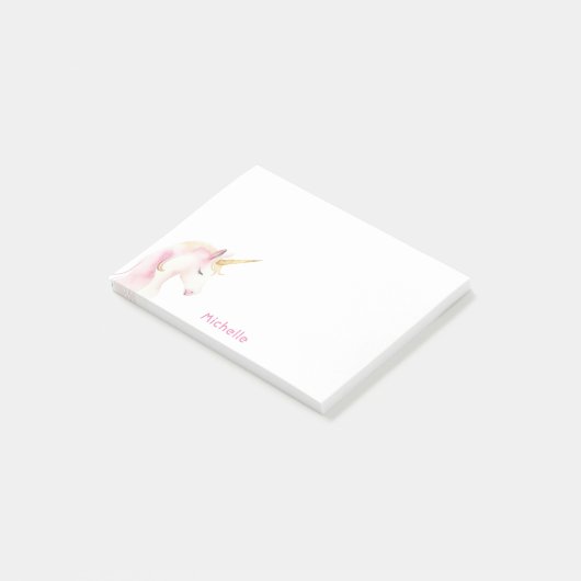Post-it® Unicorn rose blanc nom fille (Incliné)