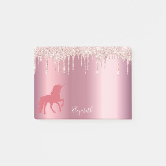Post-it® Unicorn rose rose rose rose or parties scintillant (Devant)