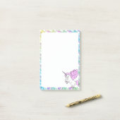 Post-it® Unicorne blanche et rose (Sur un bureau)