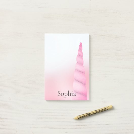 Post-it® Unicorne blanche rose (Sur un bureau)