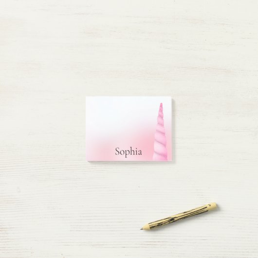 Post-it® Unicorne blanche rose (Sur un bureau)