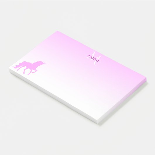 Post-it® Unicorne rose blanc nom monogramme (Incliné)