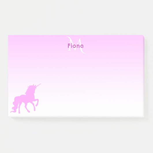 Post-it® Unicorne rose blanc nom monogramme (Devant)
