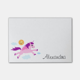 Post-it® Unicorne rose et heureux soleil nom personnalisé
