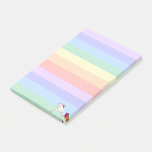 Post-it® Unicorne sur Pastel Rainbow Stried (Incliné)