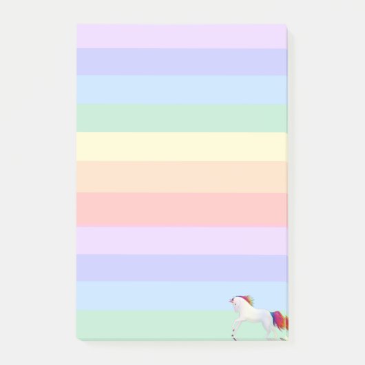 Post-it® Unicorne sur Pastel Rainbow Stried (Devant)