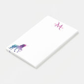 Post-it® Unicorne violet blanc monogrammé (Incliné)