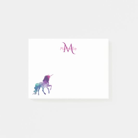 Post-it® unicorne violet blanc monogrammé (Devant)