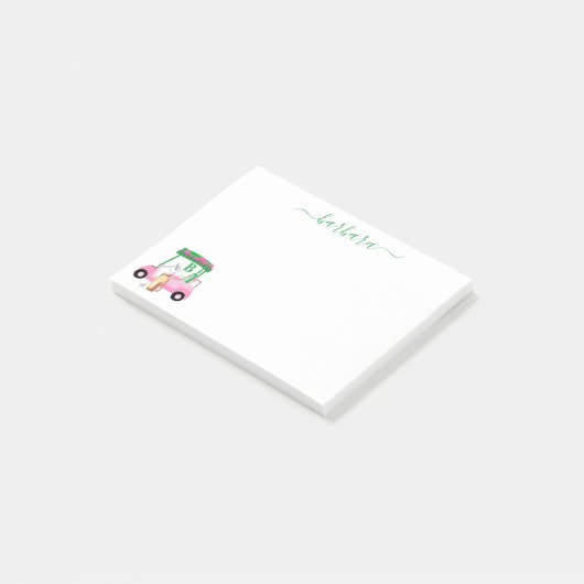 Post-it® Unique Fun Golf Gal Panier Monogramme Nom (Incliné)