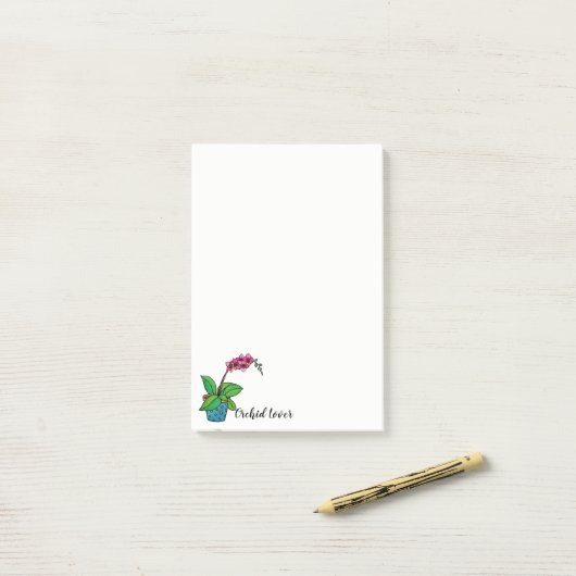Post-it® Usine d'orchidée d'aquarelle dans le beau pot (Sur un bureau)