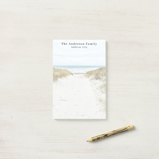 Post-it® Vacances à la plage avec photo de famille personna (Sur un bureau)