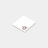 Post-it® vache de dessin animé noir blanc rose baiser gris (Incliné)