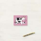 Post-it® Vache debout avec marguerites (Sur un bureau)