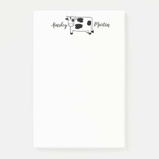 Post-it® Vache laitière mignonne de bande dessinée (Devant)