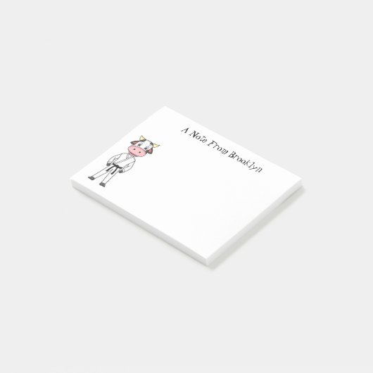 Post-it® Vache mignonne en combinaison kung fu (Incliné)