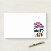 Post-it® Vache mignonne mais instable avec café glacé (Sur un bureau)