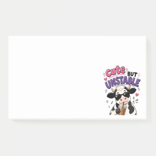 Post-it® Vache mignonne mais instable avec café glacé (Devant)