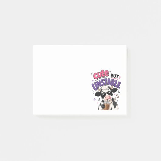 Post-it® Vache mignonne mais instable avec café glacé (Devant)