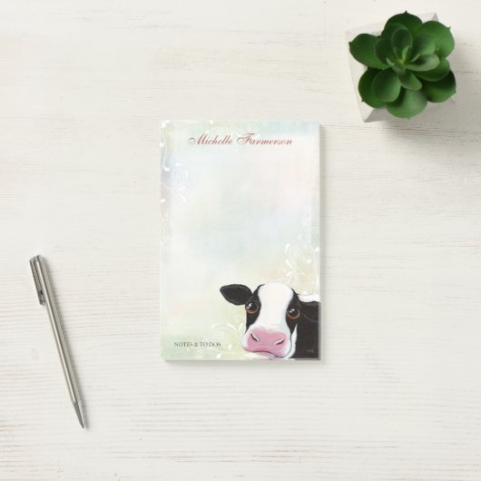 Post-it® Vache noire d'arc-en-ciel et blanche en pastel (Bureau)