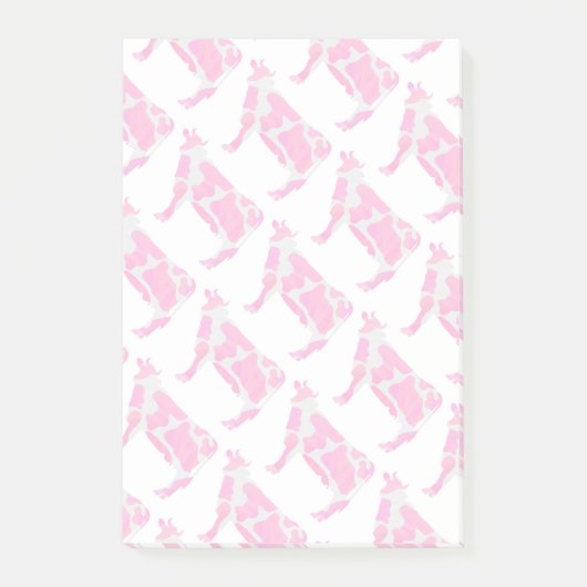 Post-it® Vache rose chaud et blanc Silhouette (Devant)