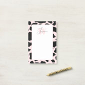 Post-it® Vache rose pâle Imprimer Fille Feminine Cute Monog (Sur un bureau)