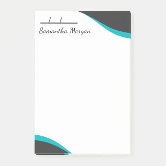 Post-it® Vagues bleues et noires élégantes personnalisables