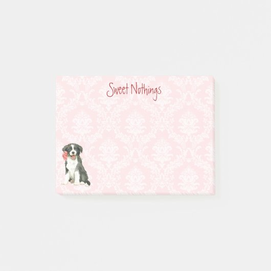 Post-it® Valentine border collie rose (Devant)