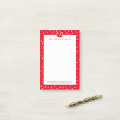 Post-it® Valentines blanches et rouges Motif de coeur (Sur un bureau)