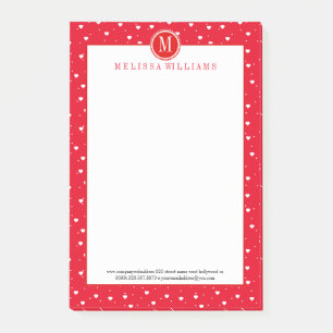 Post-it® Valentines blanches et rouges Motif de coeur