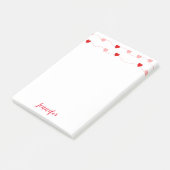 Post-it® Valentines de Coeurs Rose Et Rouge Personnalisées (Incliné)