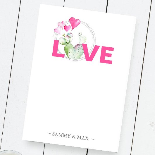Post-it® Valentine's Hearts and Cactus Personnalisé