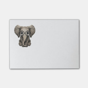 Post-it® Veau mignon d'éléphant de bébé avec des verres