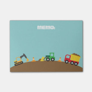 Post-it® Véhicules de construction mignons pour garçons