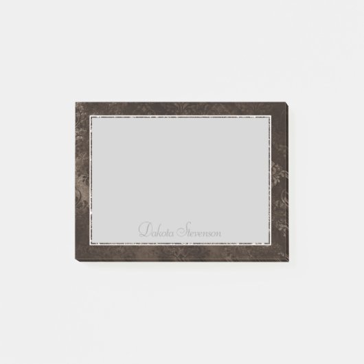 Post-it® Velvety Bronze Damask | Mocha Brown Grunge Baroque (Devant)
