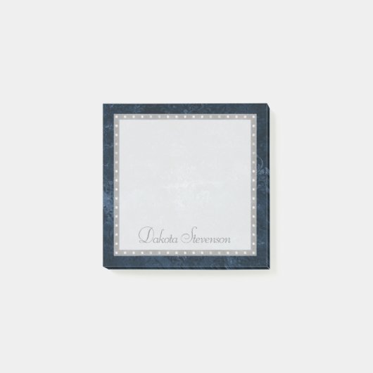 Post-it® Velvety Navy Damask | Coutume baroque bleu foncé (Devant)