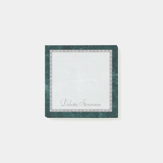 Post-it® Velvety Turquoise Damask | Grunge vert foncé perso (Devant)