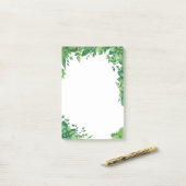Post-it® Verdure aquarelle feuillage. Botanique verte (Sur un bureau)